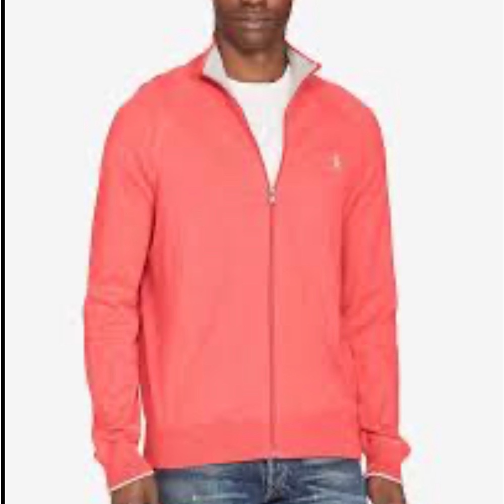 Polo Ralph Lauren Salmon Full Zip Cardigan Sweater Size XL
